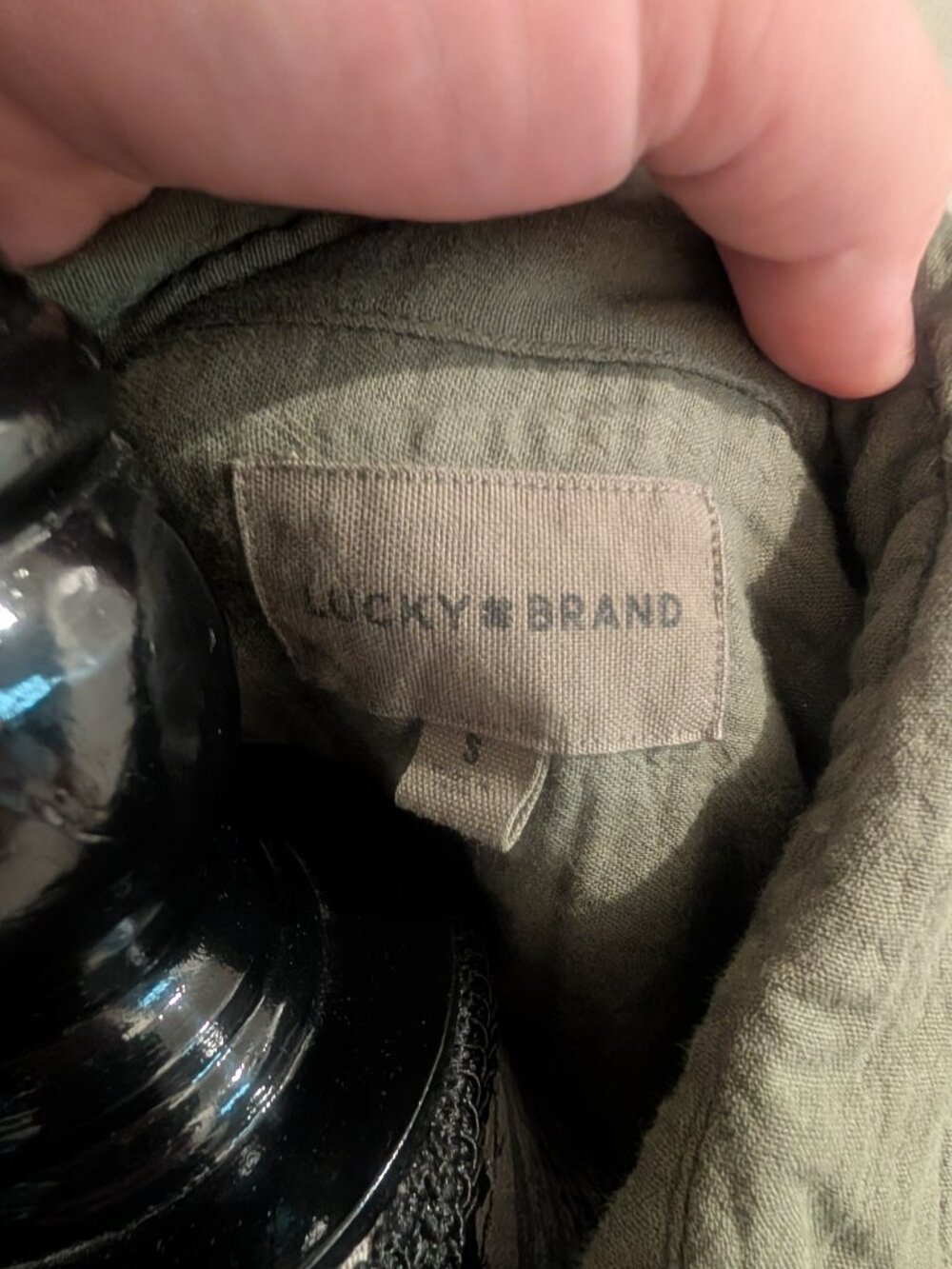 NWT Lucky Brand Olive Green Short Double Gauze Utility Button Front Shirt Small - Picture 2 of 8